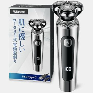 電動ひげそり シェーバー メンズ TypeC 充電 回転式 肌に優しい 防水 電気シェーバー 充電式 髭剃り 水洗い 静音