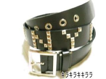 《New》キレカジ系マストアイテム★ピラミッドスタッズ・NYデザイン*ベルト<ブラック>