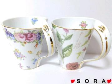 【ロイヤルアーデン/ROYAL ARDEN】ボーンチャイナ♪花柄ペアマグカップ 2個セット