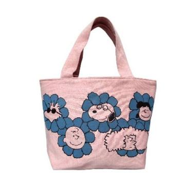 《New》スヌーピー(フラワー)★フロッキープリント*ランチトートバッグ/弁当箱入れ