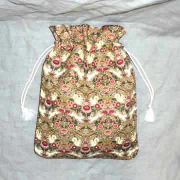 【大サイズ】◆Antique Flower&forest animals◆ピンク系◆巾着