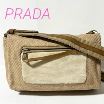 PRADA �v���_ �E�[�� �n���R �V�����_�[�o�b�O �x�[�W�� �u���E�� �V���o�[���� �t���b�v ���|��