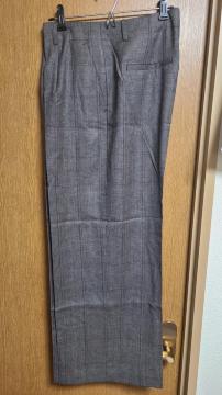 アンタイトル昨季美品ブラウン系ウール100%チェック柄ワイドパンツ大きいサイズ4212号13号センタープレスパンツ美脚パンツ