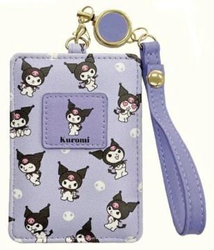 クロミ リール付き パスケース ICカード 定期入れ サンリオ KUROMI