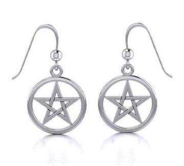 PS: Silver Pentagram Pentacle Earrings