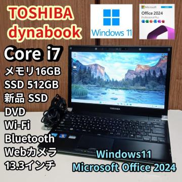 TOSHIBA dynabook Corei7 ������16GB �V�iSSD512GB Web�J���� DVD Windows11