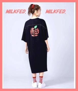 ☆ミルクフェド☆超美品☆完売レア!アップルロゴフレア袖ロングTシャツワンピ☆