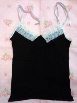 〓 肩紐結びで胸元の切り換えレースが大人かわゆす〓 キャミ〓