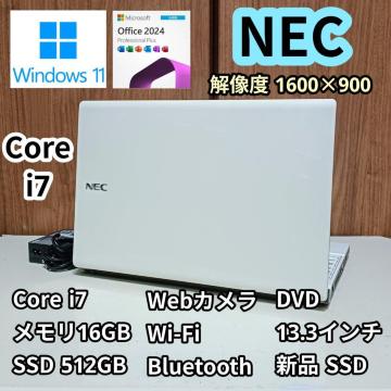 NEC Corei7 ������16GB SSD512GB Web�J���� DVD Windows11 Office2024