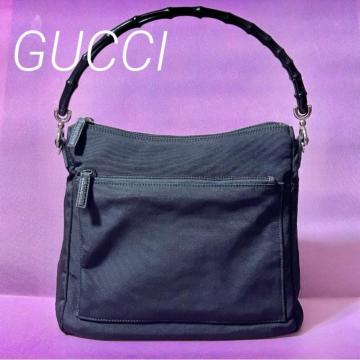 GUCCI �i�C���� �V�����_�[�o�b�O �n���h�o�b�O �o���u�[ �u���b�N 000�E0509