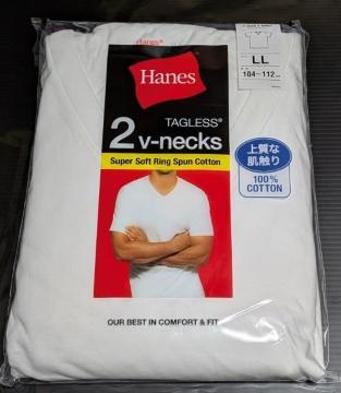 Hanes TAGLESS �Qv-necks �u�l�b�N�s�V���c �z���C�g LL 2���g �V�i ���g�p �w�C���Y