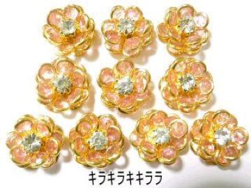 《New》デコパーツ★゚リンセス・ラインストーン付*ミニカメリア<ピンクxゴールド枠>【10個】
