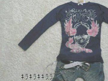 《New》メンエグ系★激シブ・スカル&フェザープリ*ロンTee