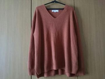 grove グローブ☆ゆるカワ Vネックニット★テラコッタ☆春秋
