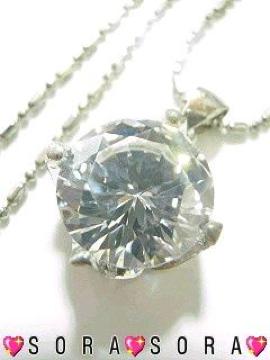 【大粒】キュービックジルコニアネックレス 巾着袋付