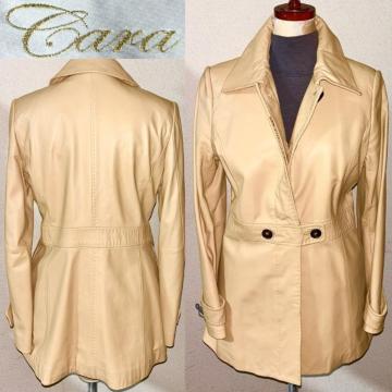 新品 近い 美品 Gara 高級 柔らか 羊革 ラム レザー ジャケット コート L ベージュ 冬 アウター シンプル コンサバ系