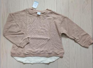 120★+one more★重ね着風トレーナー★ベージュ★新品★送料無料