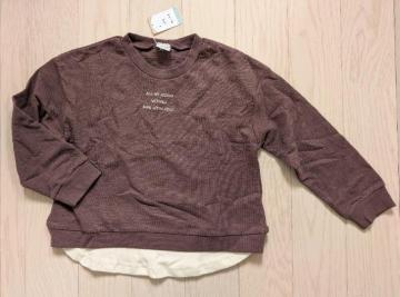 120★+one more★重ね着風トレーナー★ブラウン★新品★送料無料