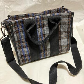 【Samantha Thavasa】 タータンチェック スクエアトート グレー  2way