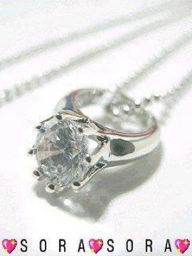 【プラチナ】キュービックジルコニアダイヤモンドネックレス 箱付