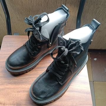 新品 23cm レディース ブーツ ブラック 厚底 シューズ ショートブーツ