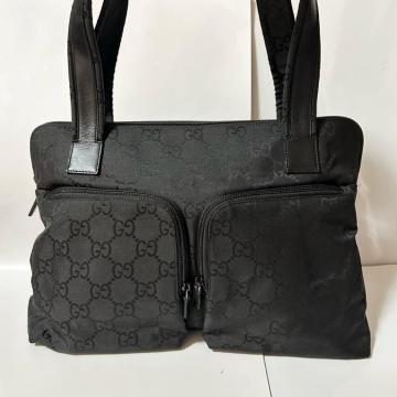 GUCCI �O�b�` GG�i�C���� ���U�[ 001 3705 002113 �n���h�o�b�O �g�[�g�o�b�O �u���b�N �V���o�[����