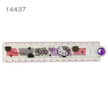 【キティ】可愛い♪筆箱に収納出来るテンプレート付 30cm折りたたみ定規 14437