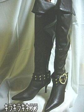 《New》ハートバックル★ヒール10cm・4way*ニーハイブーツ<ブラウンLL>