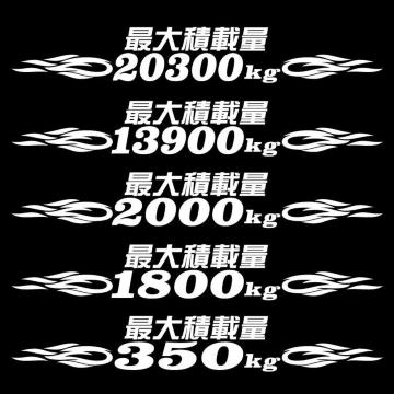 ピンスト 最大積載量ステッカー  25センチ 白