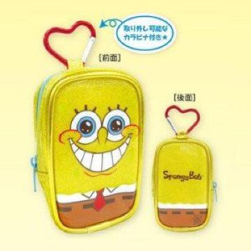 【スポンジボブ】可愛い♪携帯スマホ.デジカメ.タバコ等に ハート型カラビナポーチ