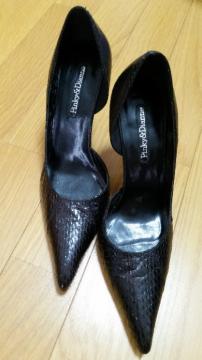 ピンキー&ダイアン クロコ柄ヒール 黒 M