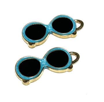 236 水色のサングラス 2個 メガネパーツ チャーム◯