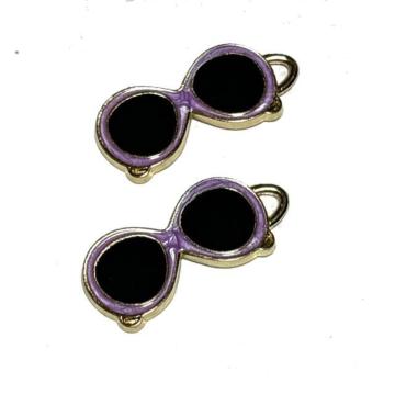 233 紫色のサングラス 2個 メガネチャーム パーツ◯