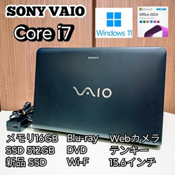 SONY VAIO Corei7 16GB ViSSD512GB WebJ Windows11 Excel Word