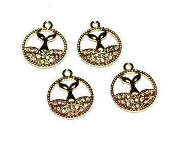 239 金色ジルコニア付きのマーメイドテール 4個入り 人魚 尻尾 ヒレ◯