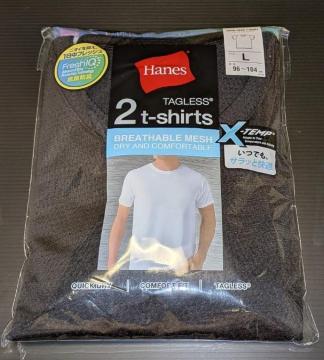 Hanes TAGLESS �Qt�|shirts �N���[�l�b�N�s�V���c �u���b�N �k 2���g �V�i ���g�p ���b�V�� �w�C���Y