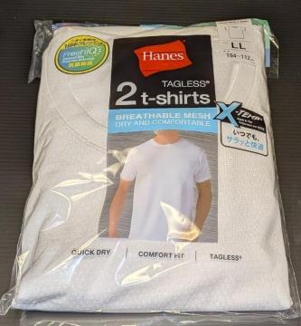 Hanes TAGLESS �Qt�|shirts �N���[�l�b�N�s�V���c �z���C�g LL 2���g �V�i ���g�p ���b�V�� �w�C���Y