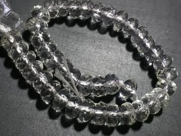 天然石★水晶 6mmロンデルカット 半連
