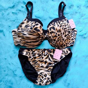 エロcool.。。F85×L。。レオパード豹柄ブラジャー&ショーツセット。。グラマー大きいサイズ 。。ヒョウ柄。。