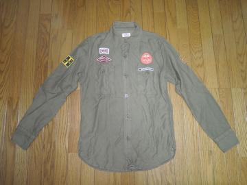 HRM ハリラン ミリタリーシャツ S ワーク ワッペン ハリウッドランチマーケット HOLLYWOOD RANCH MARKET