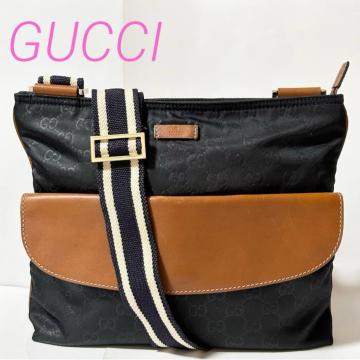 GUCCI GG�L�����o�X �V�F���[ �V�����_�[�o�b�O �u���E�� �u���b�N