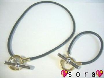 本皮♪ネックレス&ブレスレット 2点セット