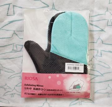 リオッサ 肌磨きミトン 新色 ミントブルー お肌洗浄用スポンジ 2枚1組 バスタイムに簡単角質ケア 小野砂織 お肌全身つるつる