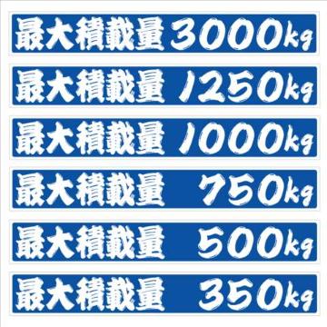 最大積載量 1000kg 25センチ ひげ文字(青) 2枚組