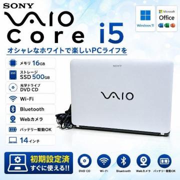 �m�[�g�p�\�R�� VAIO Corei5 ������16GB SSD500GB DVD Web�J���� Windows11 Office