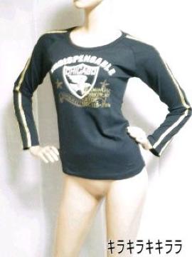 《New》ロックテイスト★袖ダブルライン(ゴールドラメ)*ロンTee<ブラックM>