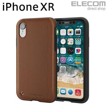 エレコム iPhoneXR ケース 耐衝撃 レザー調 PM-A18CTSTBR