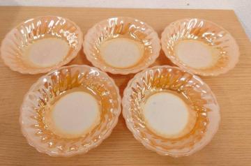 ANCHOR HOCKING アンカーホッキング ピーチラスター デザートボウル5枚  ミルクガラス レトロ食器 メイドインUSA