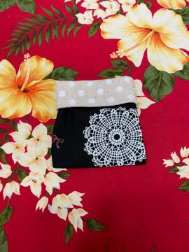 たみふる☆ハンドメイド☆小物入れ☆黒×ベージュドット