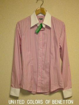 □BENETTON/ベネトン ピンクストライプ  ビジネス ドレスシャツ/メンズ☆新品